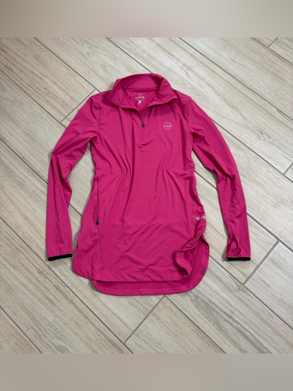Veil Garments Spark Pink Half Zip Athletic Tunic Top Modest Activewear Size S